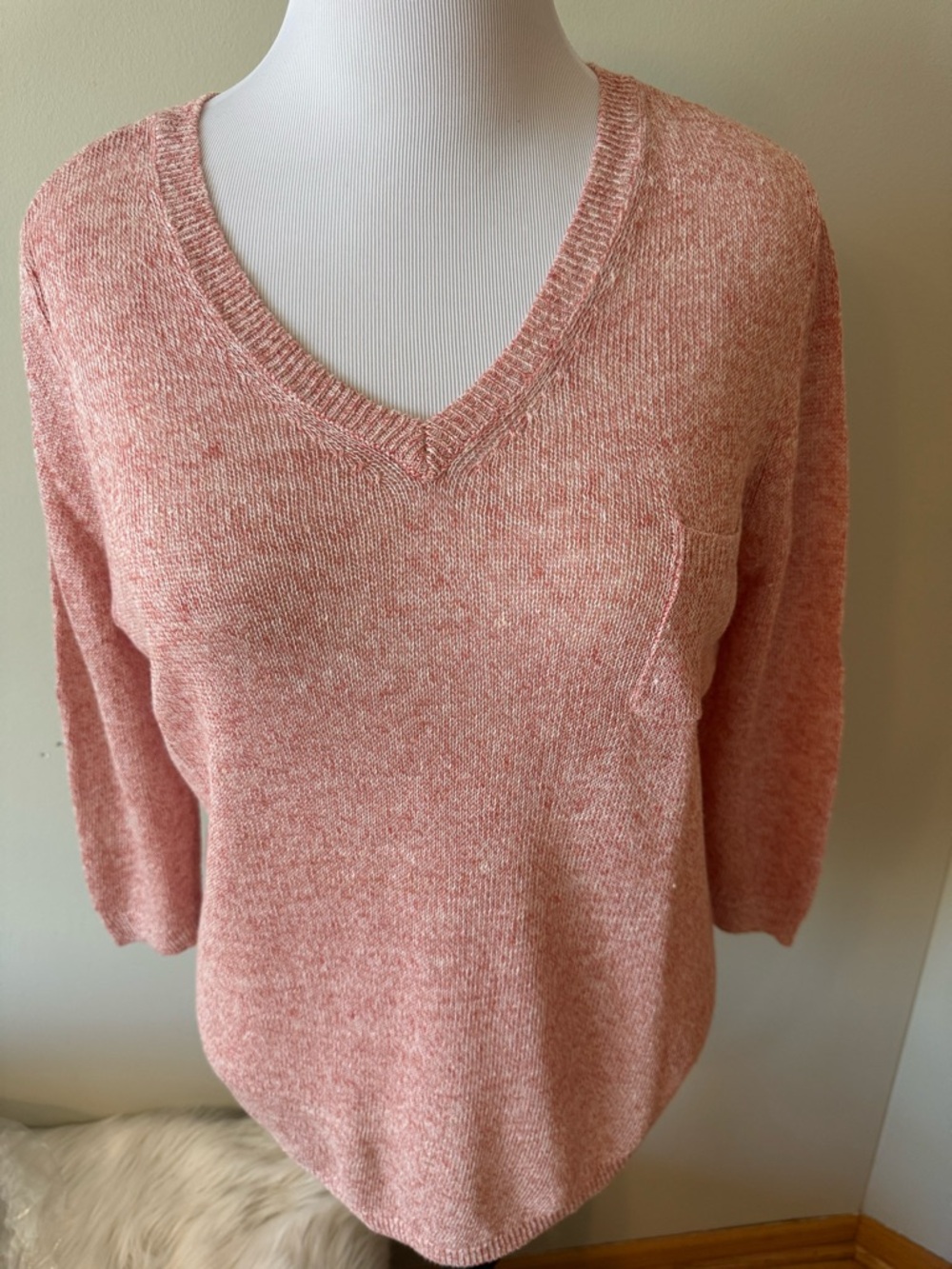 Lou & Grey Women's V-Neck Sweater in Blush Pink